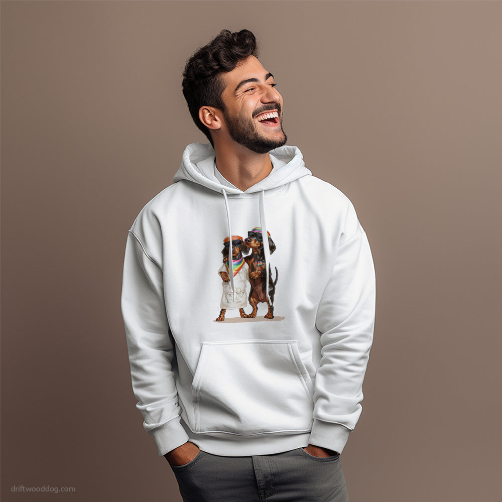 Dachshund Couple Hugging on Pride Day Hoodie – Dog Hoodies for Men