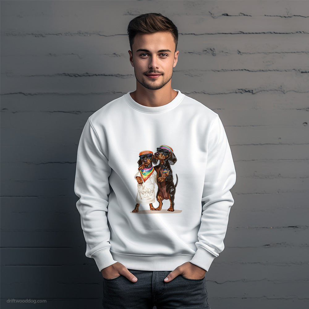 Dachshund Couple Hugging on Pride Day Sweatshirt – Unique Dog Sweatshirt for Men