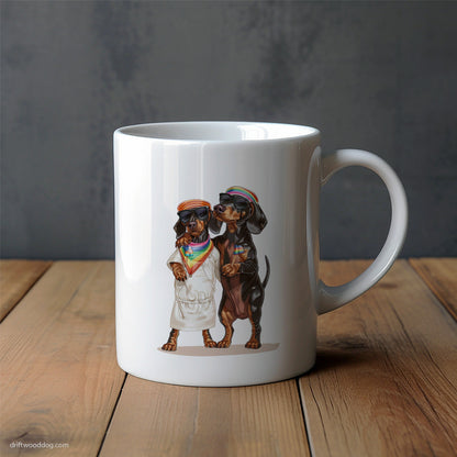 Dachshund Couple Hugging on Pride Day Mug – Unique Dog Cups | Dog-Themed Mugs