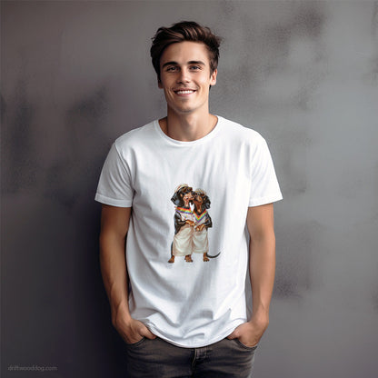 Dachshund Couple Ready for Pride T-Shirt – Dog Graphic Tee for Men