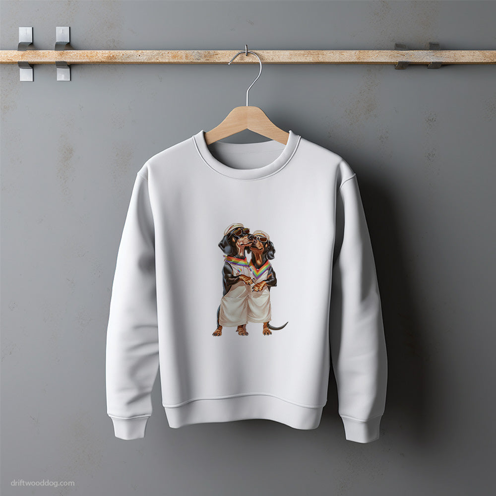 Dachshund Couple Ready for Pride Sweatshirt – Unisex Sweatshirt for Dog Lovers