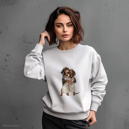 Dachshund Couple Ready for Pride Sweatshirt – Dog-Themed Gifts for Dog Lovers