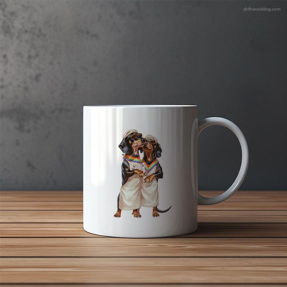 Dachshund Couple Ready for Pride Mug – Funny Dog Coffee Mugs | Quirky Canine Drinkware