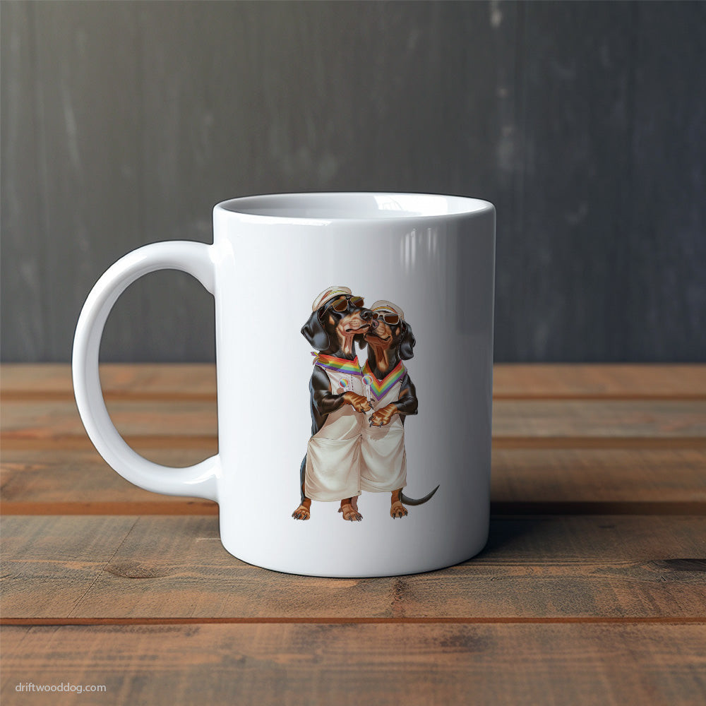 Dachshund Couple Ready for Pride Mug – Cute Dog-Themed Mugs | Perfect Gifts for Dog Lovers