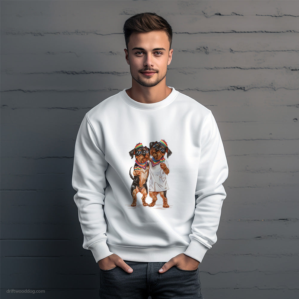 Yorkshire Terrier Couple Hugging on Pride Day Sweatshirt – Unique Dog Sweatshirt for Men