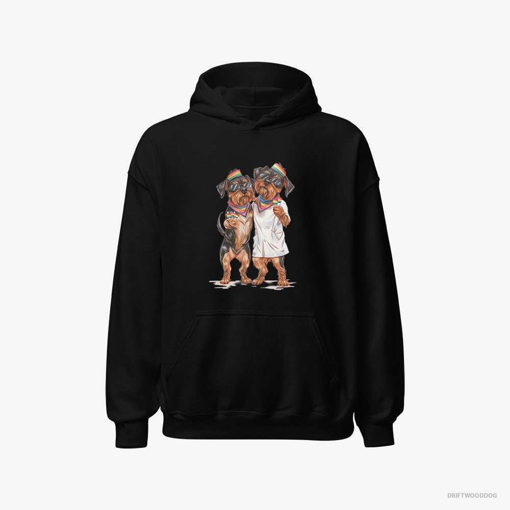 Yorkshire Terrier Hoodie – Men Black Hoodie Classic – Couple Hugging on Pride Day (on White Background)