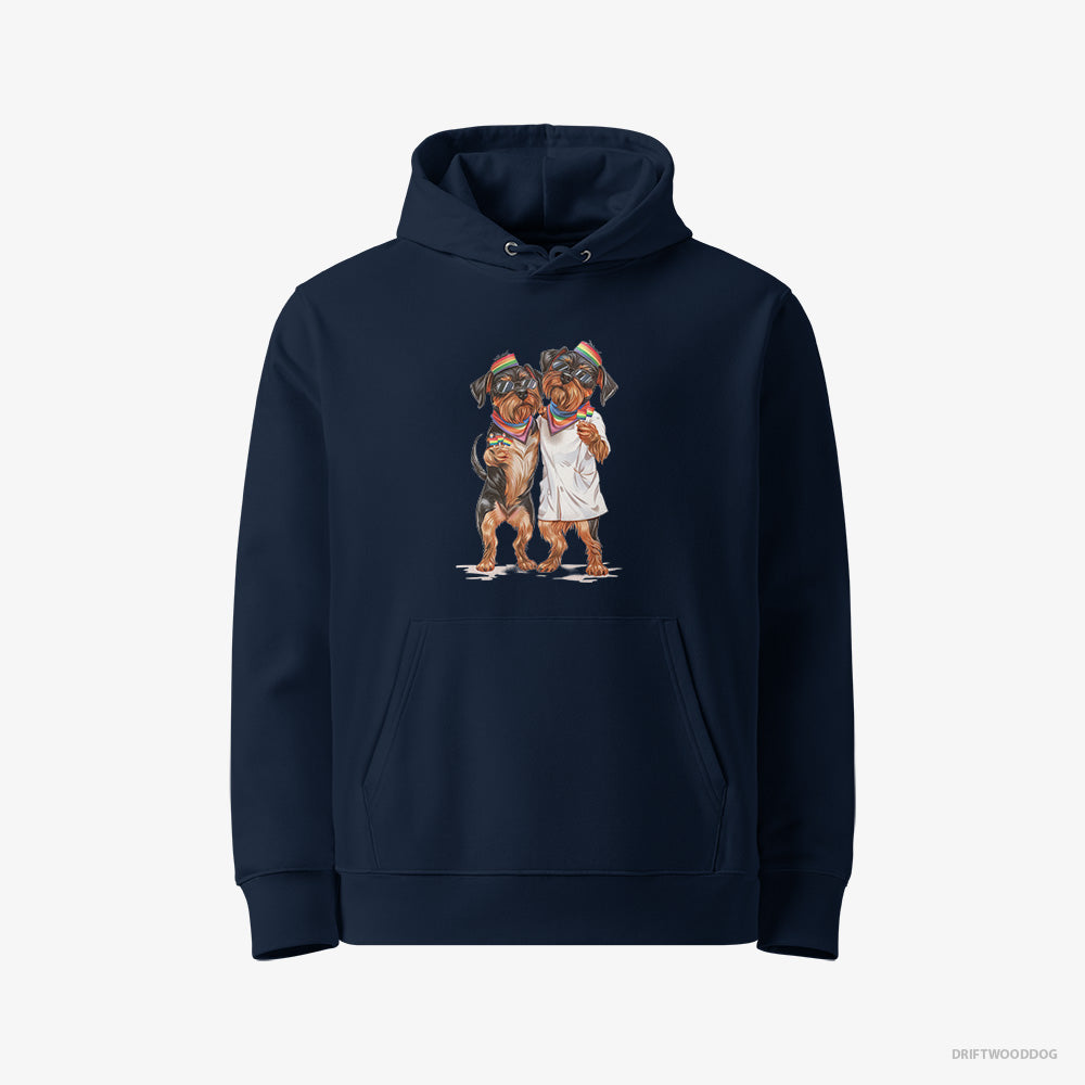 Yorkshire Terrier Hoodie – Men Navy Hoodie Eco-Friendly – Couple Hugging on Pride Day (on White Background)