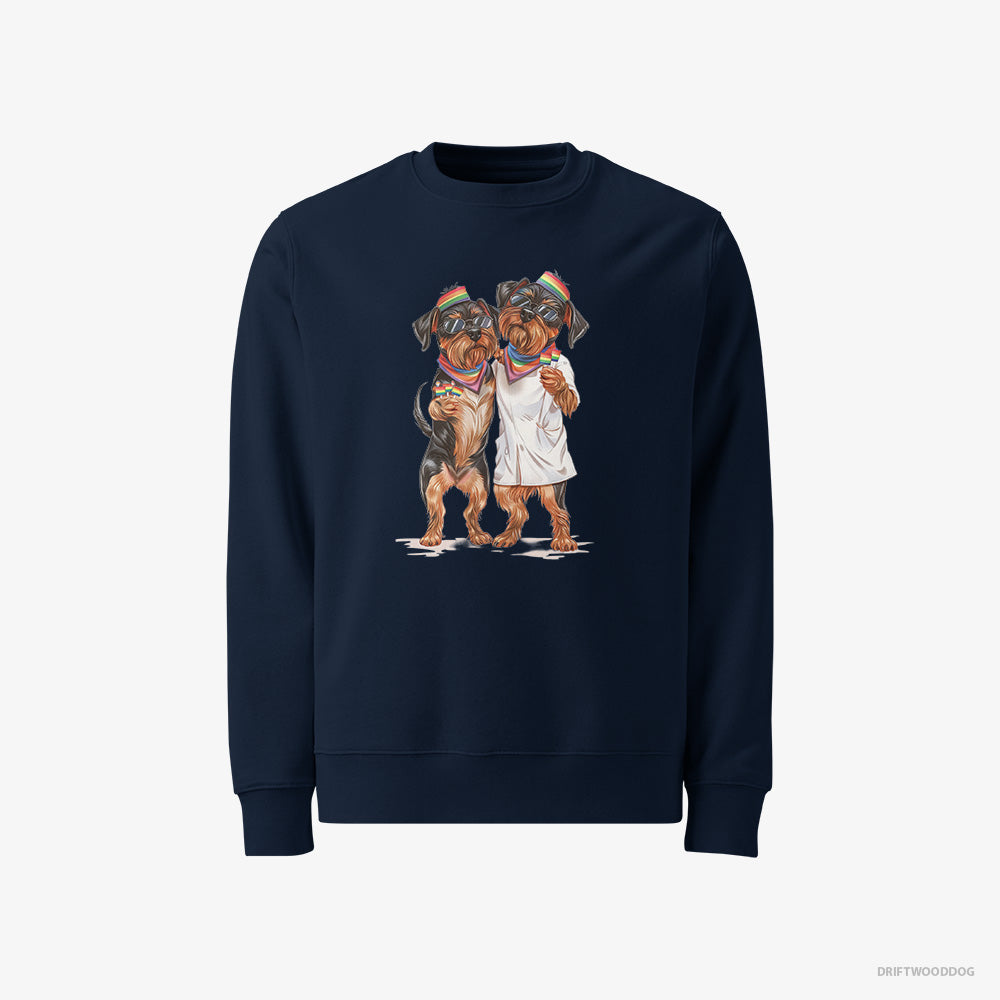 Yorkshire Terrier Sweatshirt – Men Navy Sweatshirt Classic – Couple Hugging on Pride Day (on White Background)