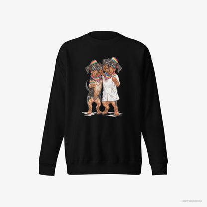 Yorkshire Terrier Sweatshirt – Women Black Sweatshirt Eco-Friendly – Couple Hugging on Pride Day (on White Background)