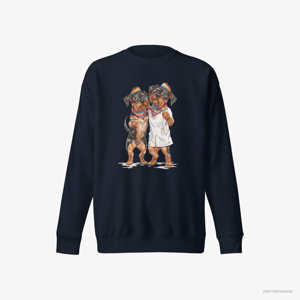 Yorkshire Terrier Sweatshirt – Women Navy Sweatshirt Eco-Friendly – Couple Hugging on Pride Day (on White Background)