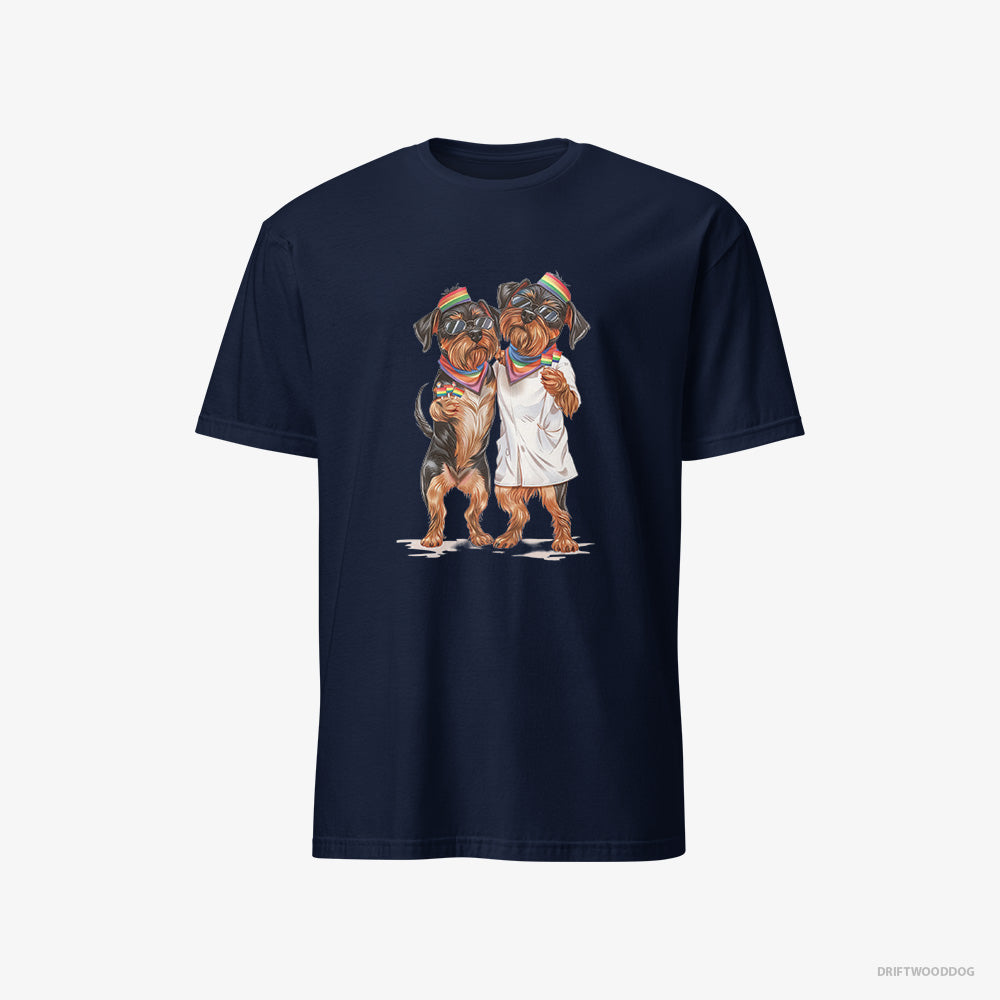 Yorkshire Terrier T-Shirt – Men Navy T-Shirt Classic – Couple Hugging on Pride Day (on White Background)