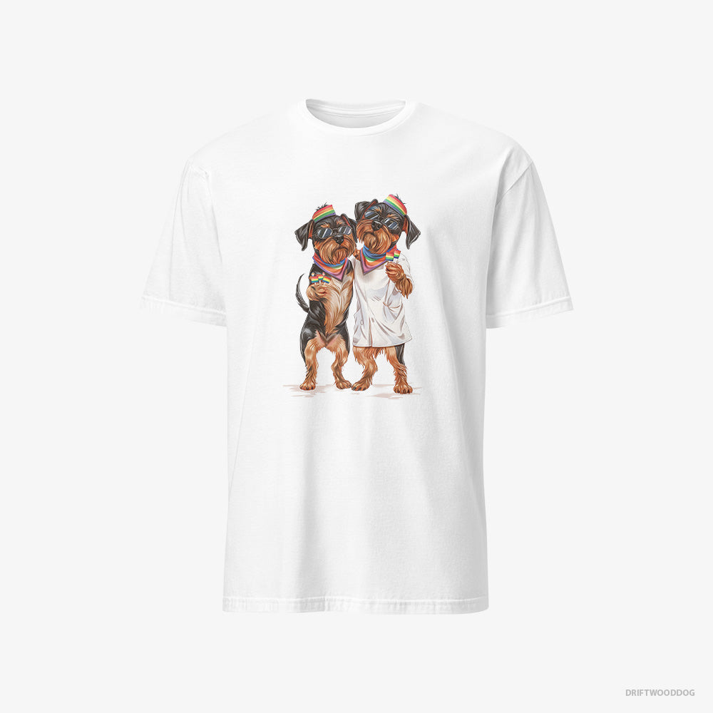 Yorkshire Terrier T-Shirt – Men White T-Shirt Classic – Couple Hugging on Pride Day (on White Background)