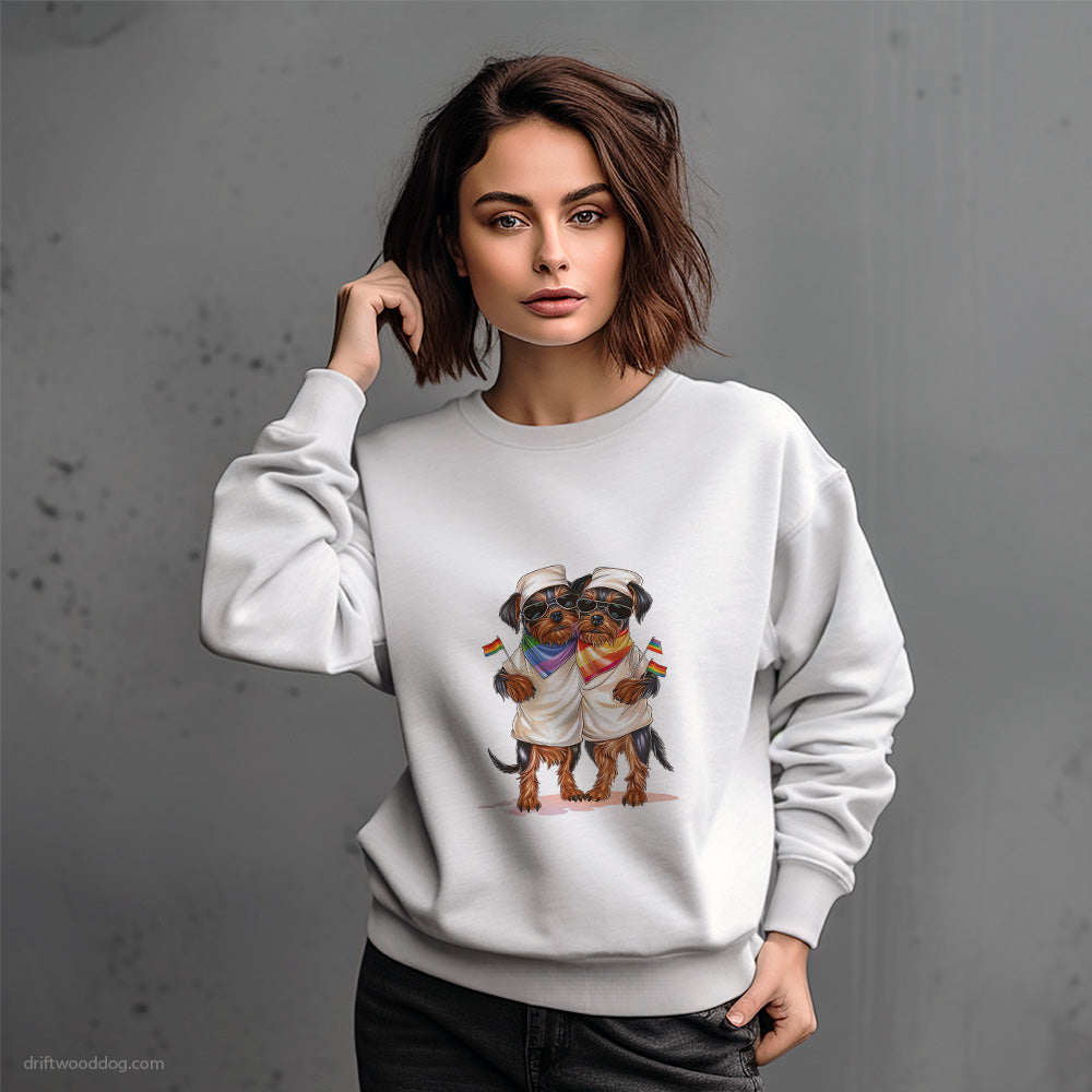 Yorkshire Terrier Couple Celebrating Pride Sweatshirt – Dog-Themed Gifts for Dog Lovers