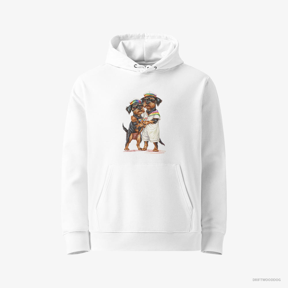 Yorkshire Terrier Hoodie – Men White Hoodie Eco-Friendly – Couple Ready for Pride (on White Background)