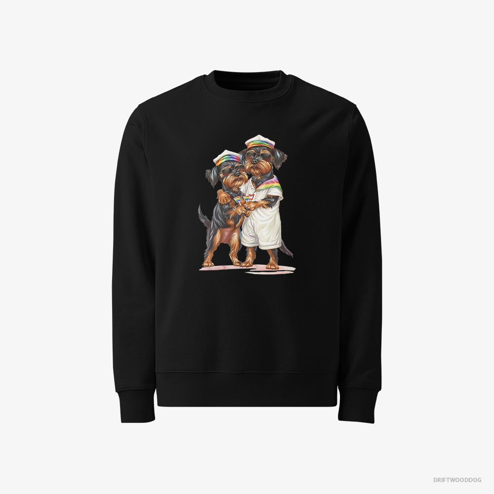 Yorkshire Terrier Sweatshirt – Men Black Sweatshirt Classic – Couple Ready for Pride (on White Background)