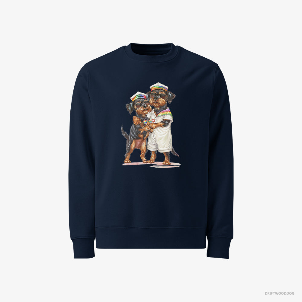 Yorkshire Terrier Sweatshirt – Men Navy Sweatshirt Classic – Couple Ready for Pride (on White Background)