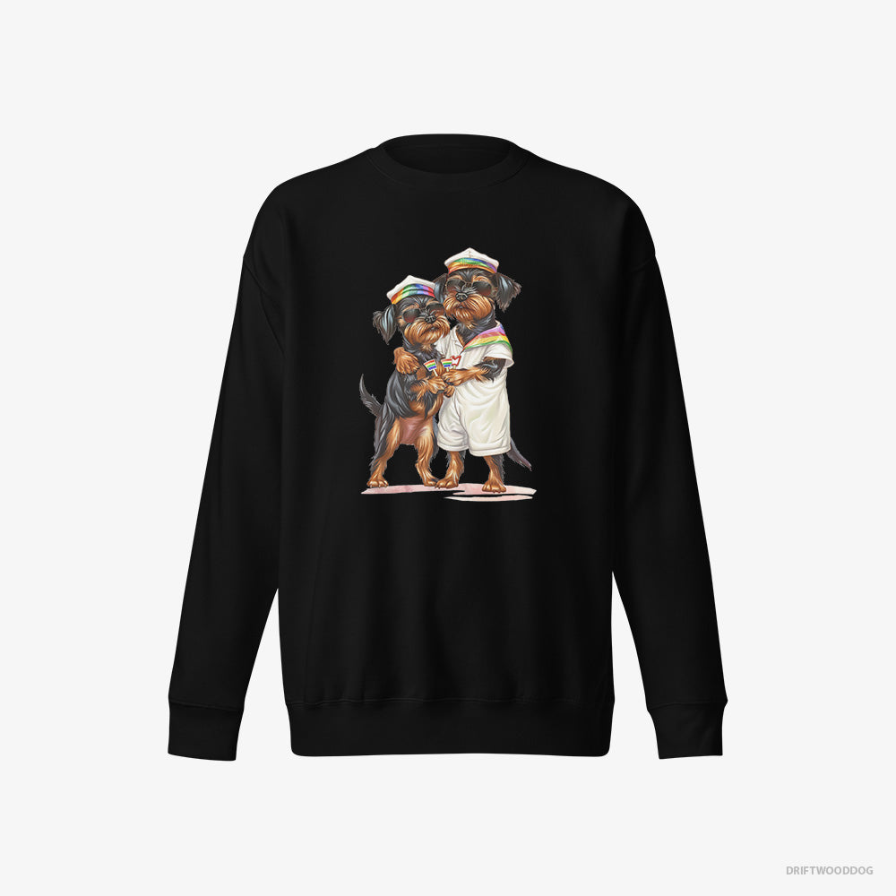 Yorkshire Terrier Sweatshirt – Men Black Sweatshirt Eco-Friendly – Couple Ready for Pride (on White Background)