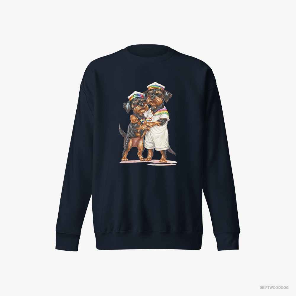 Yorkshire Terrier Sweatshirt – Men Navy Sweatshirt Eco-Friendly – Couple Ready for Pride (on White Background)