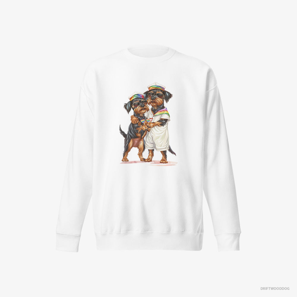 Yorkshire Terrier Sweatshirt – Men White Sweatshirt Eco-Friendly – Couple Ready for Pride (on White Background)