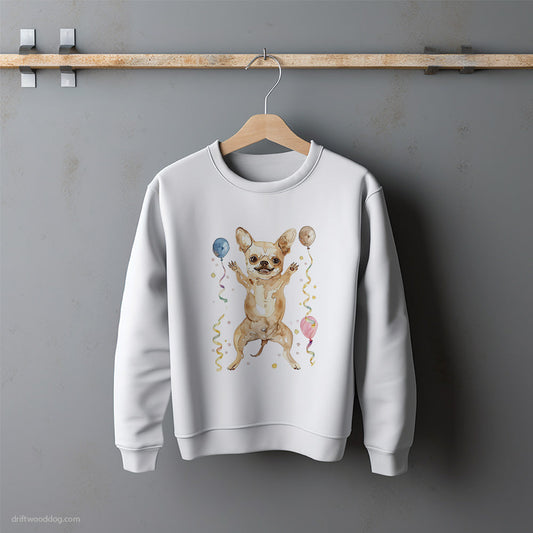 Chihuahua Jumping with Balloons Sweatshirt – Unisex Sweatshirt for Dog Lovers