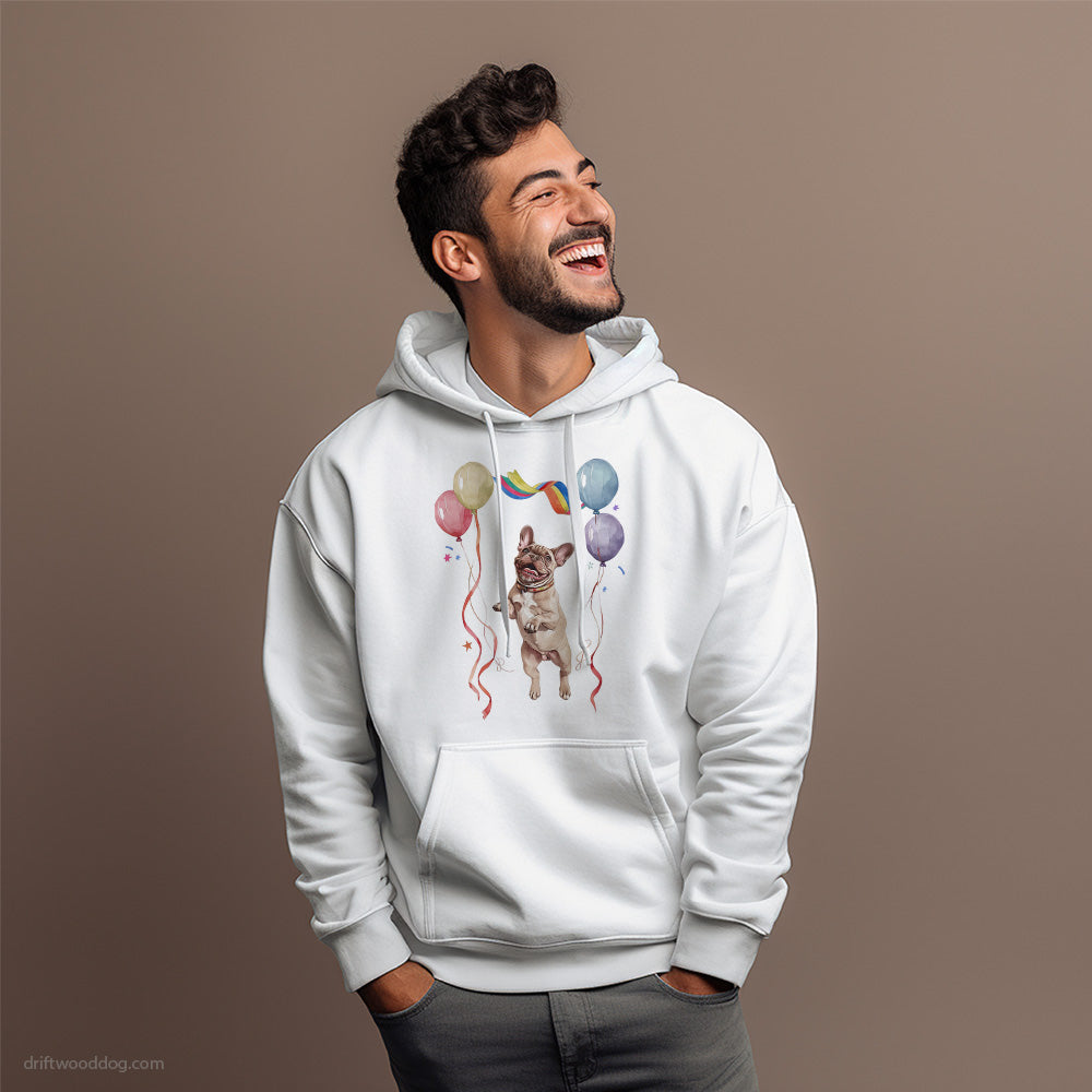 French Bulldog Jumping with Balloons Hoodie – Dog Hoodies for Men