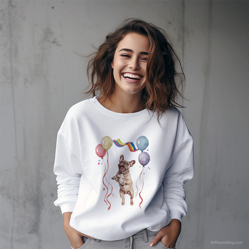 French Bulldog Jumping with Balloons Sweatshirt – Custom Dog Sweatshirt for Women