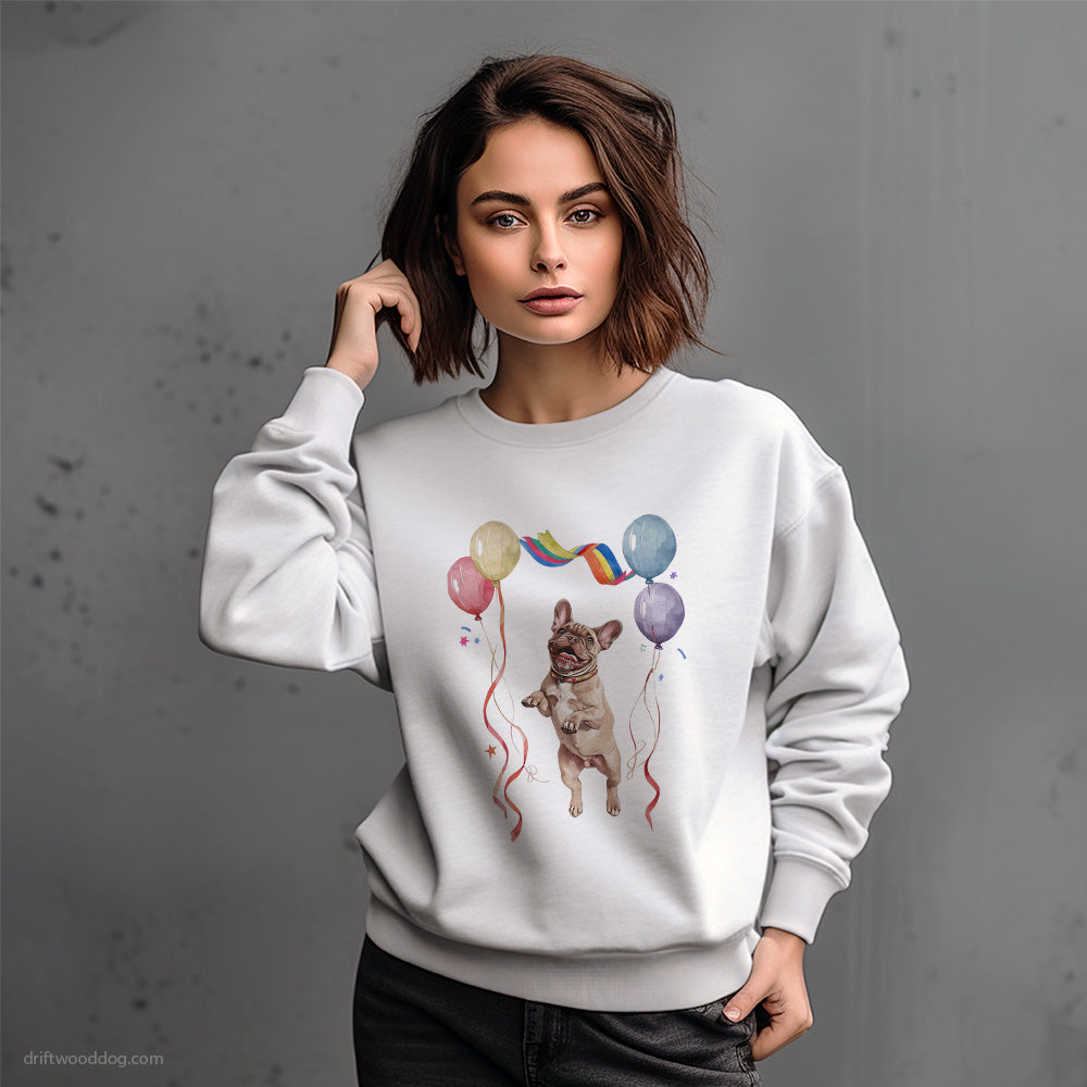 French Bulldog Jumping with Balloons Sweatshirt – Dog-Themed Gifts for Dog Lovers