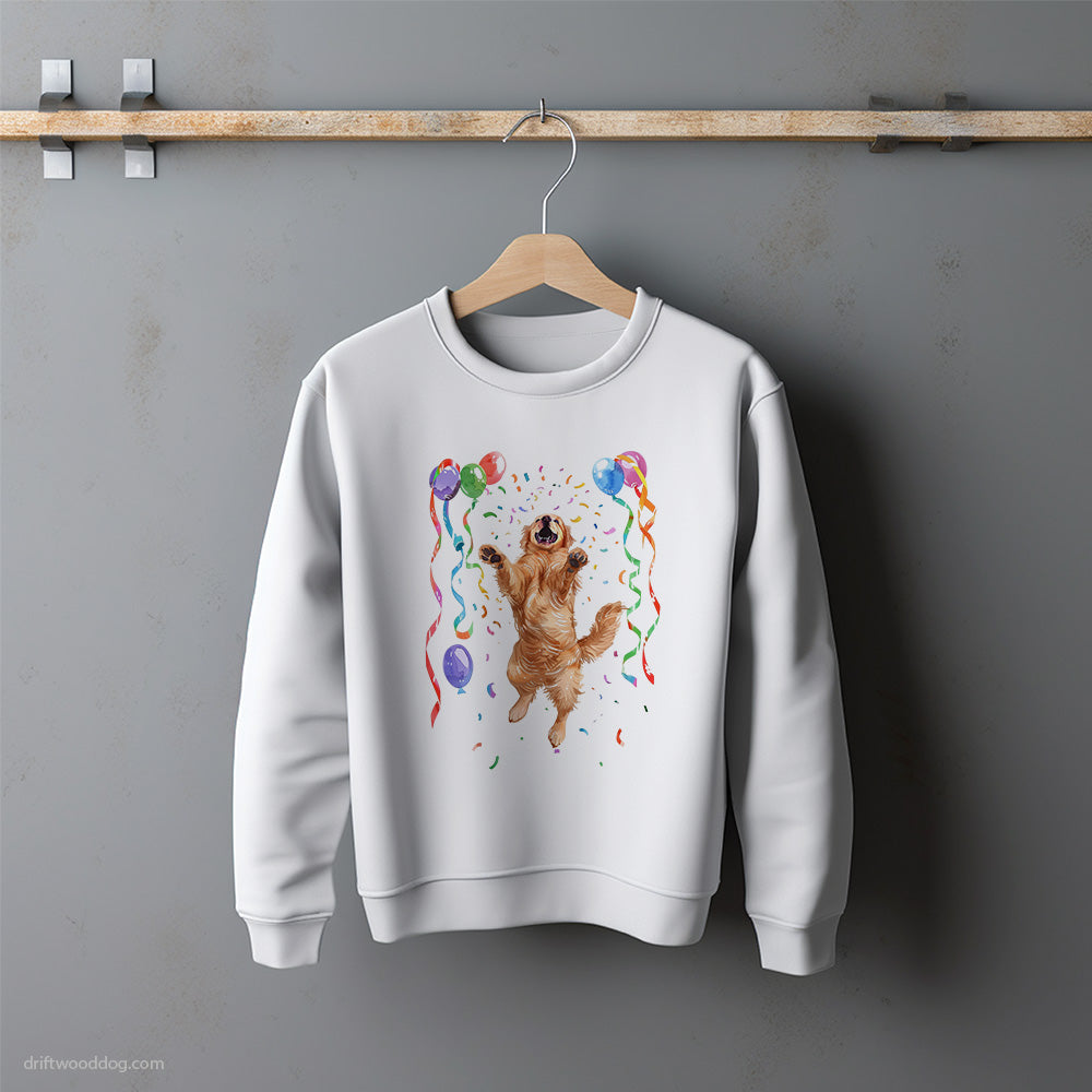 Golden Retriever Jumping with Balloons Sweatshirt – Unisex Sweatshirt for Dog Lovers