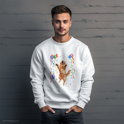 Golden Retriever Jumping with Balloons Sweatshirt – Unique Dog Sweatshirt for Men