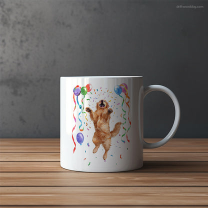 Golden Retriever Jumping with Balloons Mug – Funny Dog Coffee Mugs | Quirky Canine Drinkware