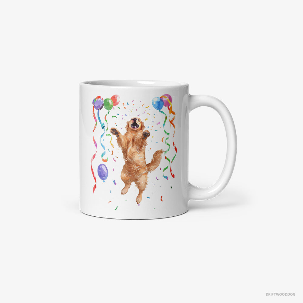 Golden Retriever Jumping with Balloons Classic Mug