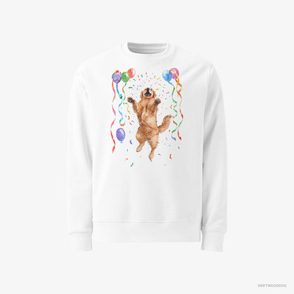 Golden Retriever Jumping with Balloons White Sweatshirt