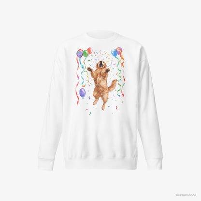 Golden Retriever Jumping with Balloons White Sweatshirt