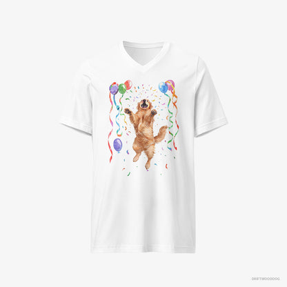 Golden Retriever Jumping with Balloons White T-Shirt