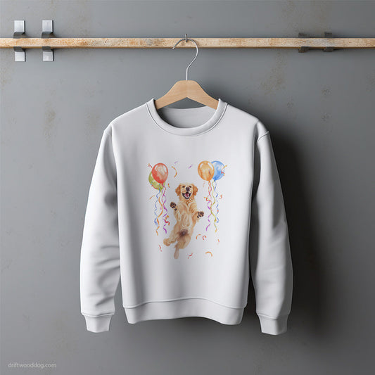 Little Golden Retriever Jumping with Balloons Sweatshirt – Unisex Sweatshirt for Dog Lovers