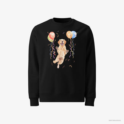 Golden Retriever Jumping with Balloons Black Sweatshirt