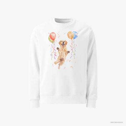 Golden Retriever Jumping with Balloons White Sweatshirt