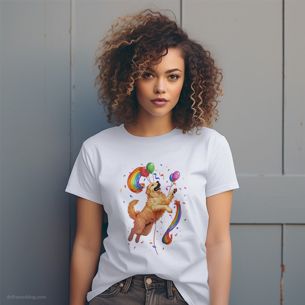 Golden Retriever Celebrating Pride T-Shirt – Dog T-Shirt for Women