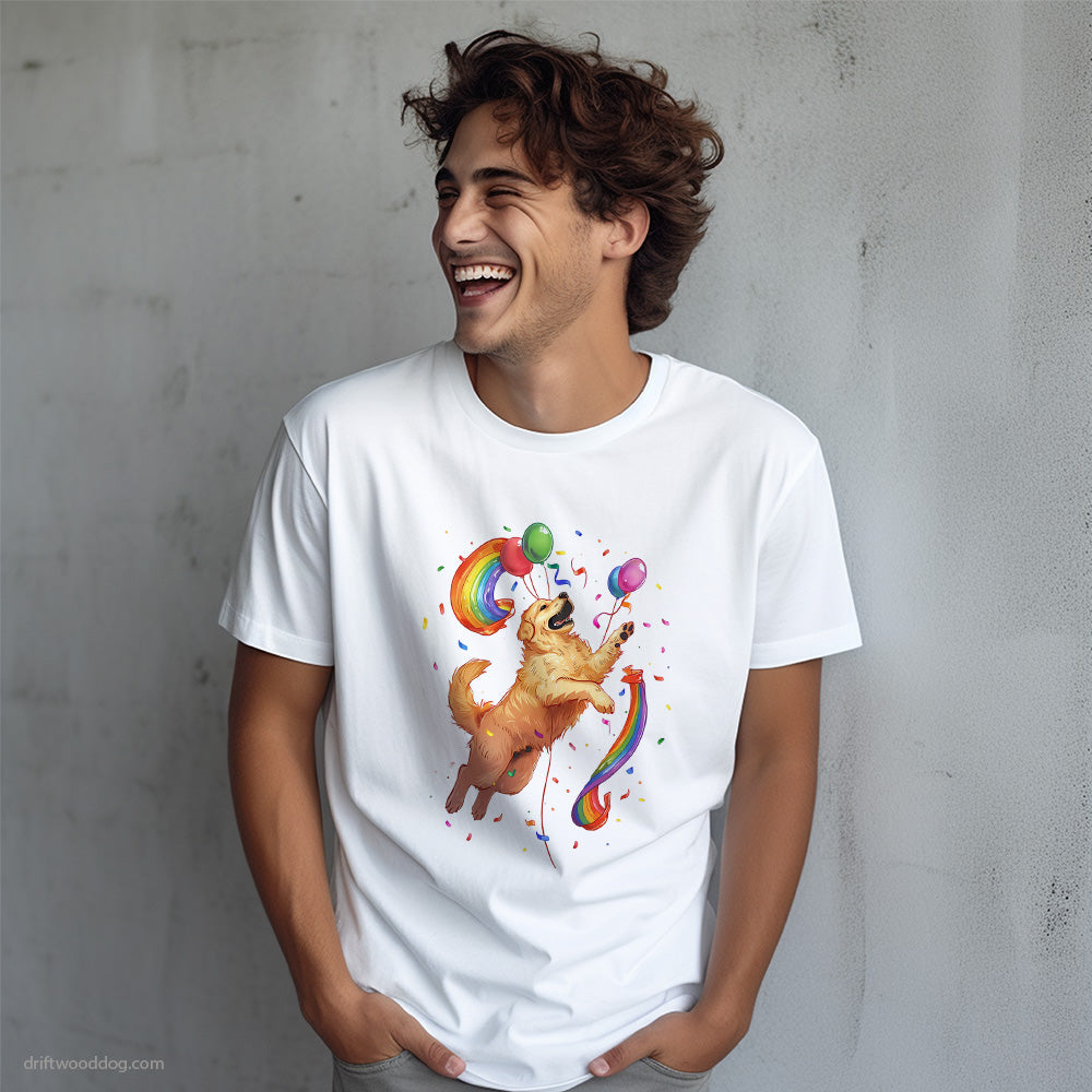 Golden Retriever Celebrating Pride T-Shirt – Dog T-Shirt for Men