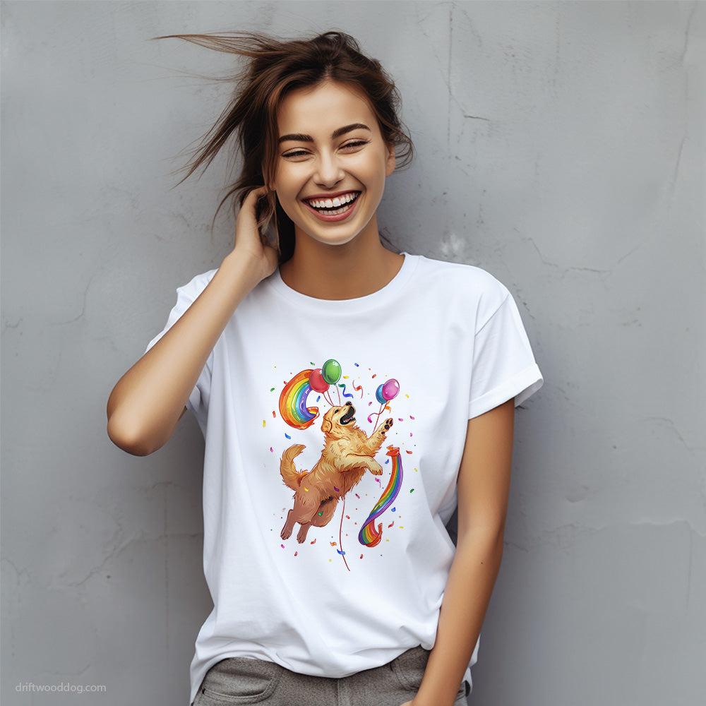 Golden Retriever Celebrating Pride T-Shirt – Custom Dog T-Shirts for Women