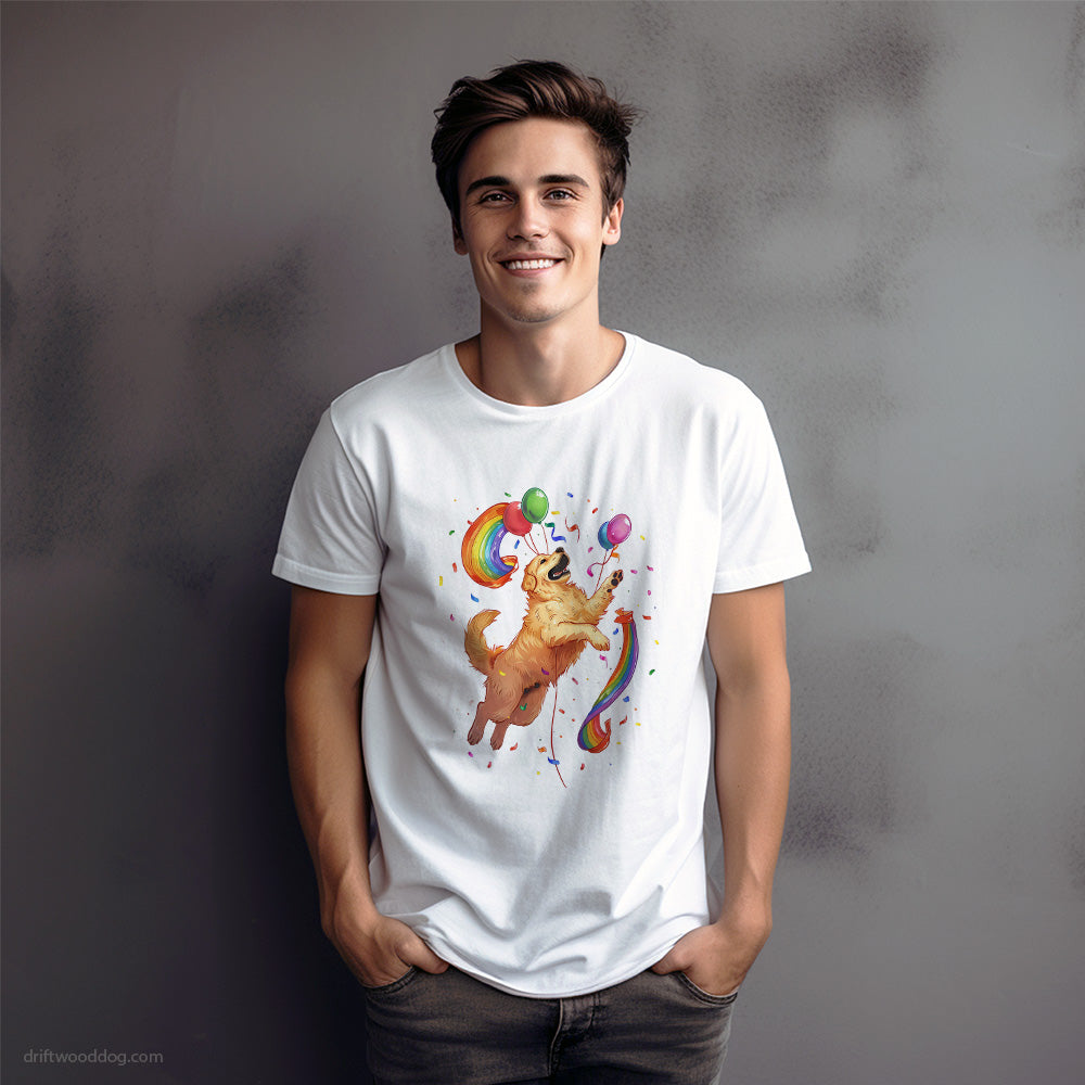 Golden Retriever Celebrating Pride T-Shirt – Dog Graphic Tee for Men