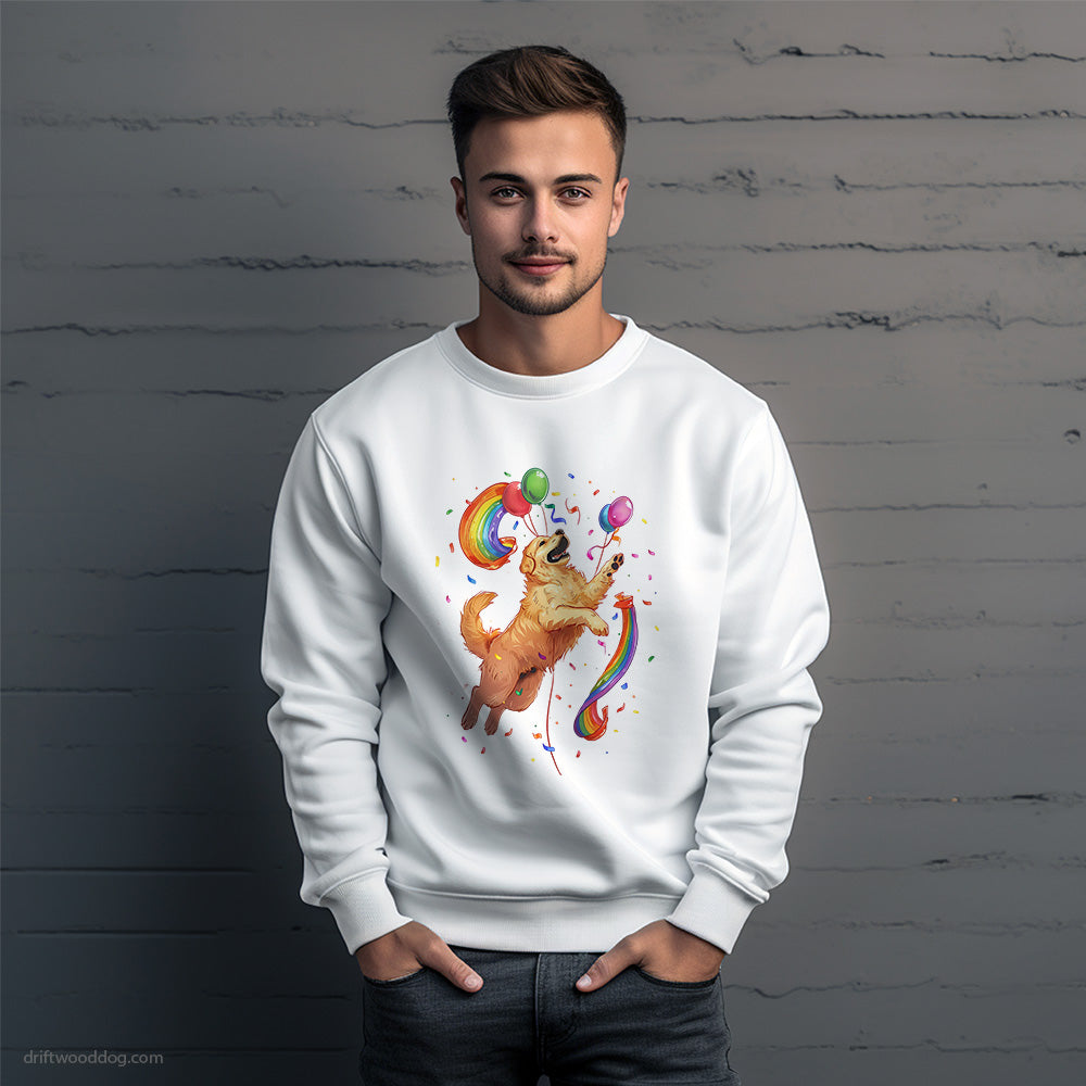 Golden Retriever Celebrating Pride Sweatshirt – Unique Dog Sweatshirt for Men