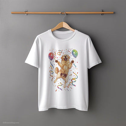 Golden Retriever Celebrating Birthday T-Shirt – Unisex Tee for Dog Lovers