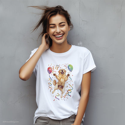 Golden Retriever Celebrating Birthday T-Shirt – Custom Dog T-Shirts for Women