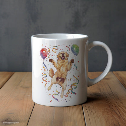 Golden Retriever Celebrating Birthday Mug – Unique Dog Cups | Dog-Themed Mugs