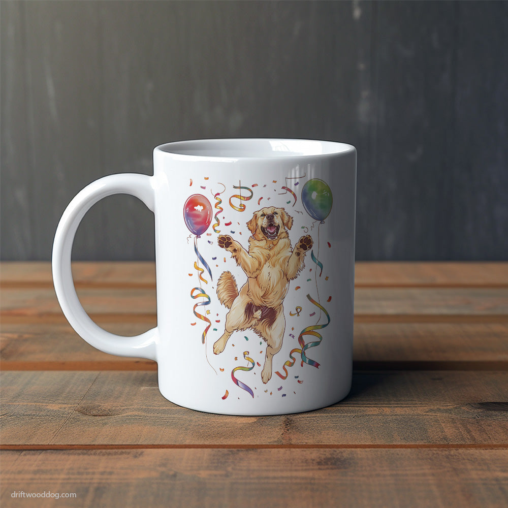 Golden Retriever Celebrating Birthday Mug – Cute Dog-Themed Mugs | Perfect Gifts for Dog Lovers