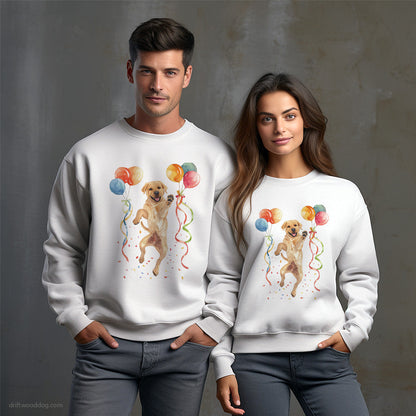 Labrador Retriever Puppy Jumping with Balloons Sweatshirt – Unisex Sweatshirt for Dog Owners