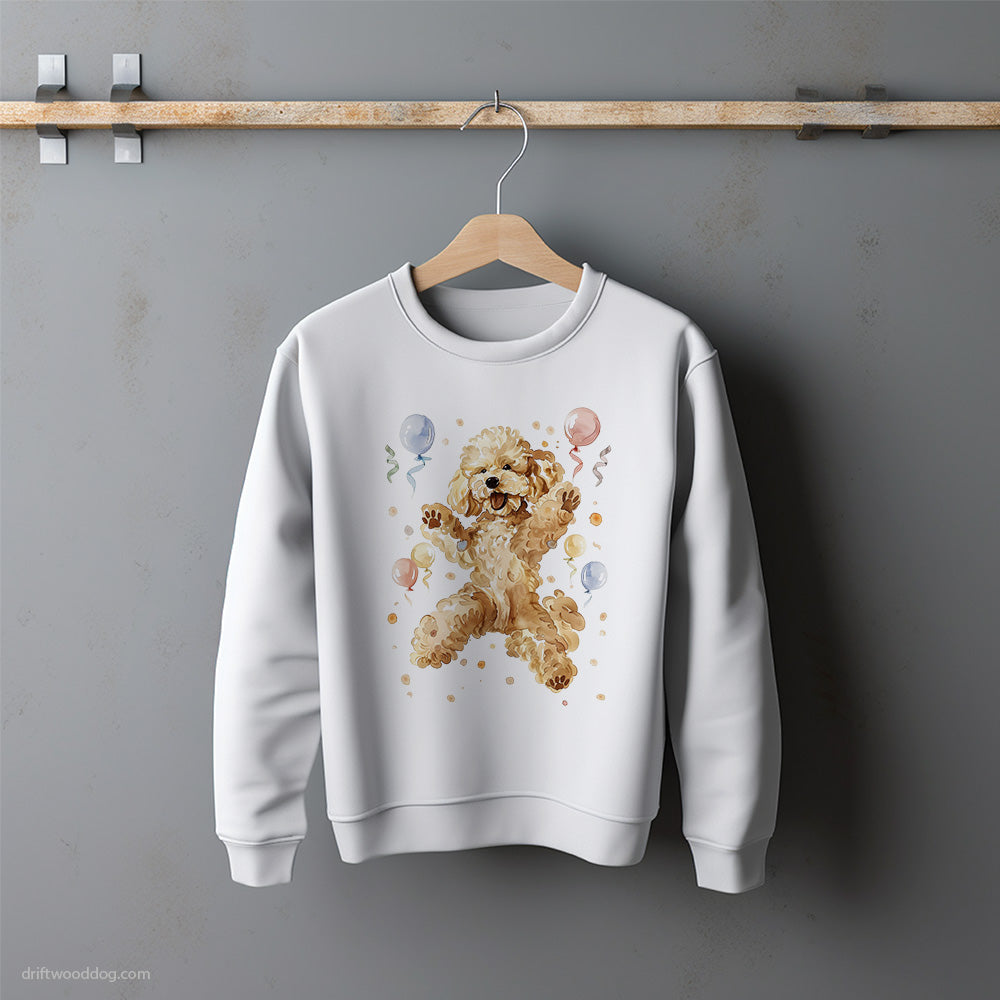 Little Poodle Jumping with Balloons Sweatshirt – Unisex Sweatshirt for Dog Lovers