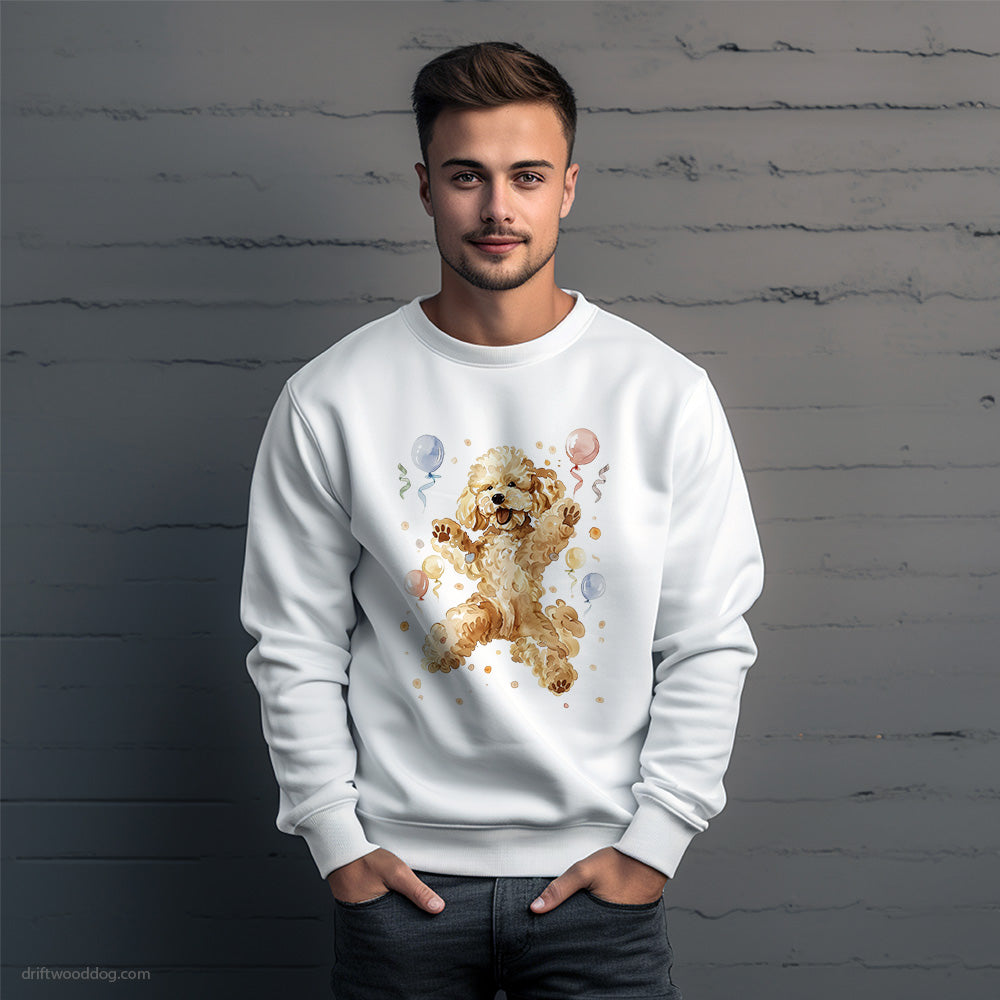 Little Poodle Jumping with Balloons Sweatshirt – Unique Dog Sweatshirt for Men