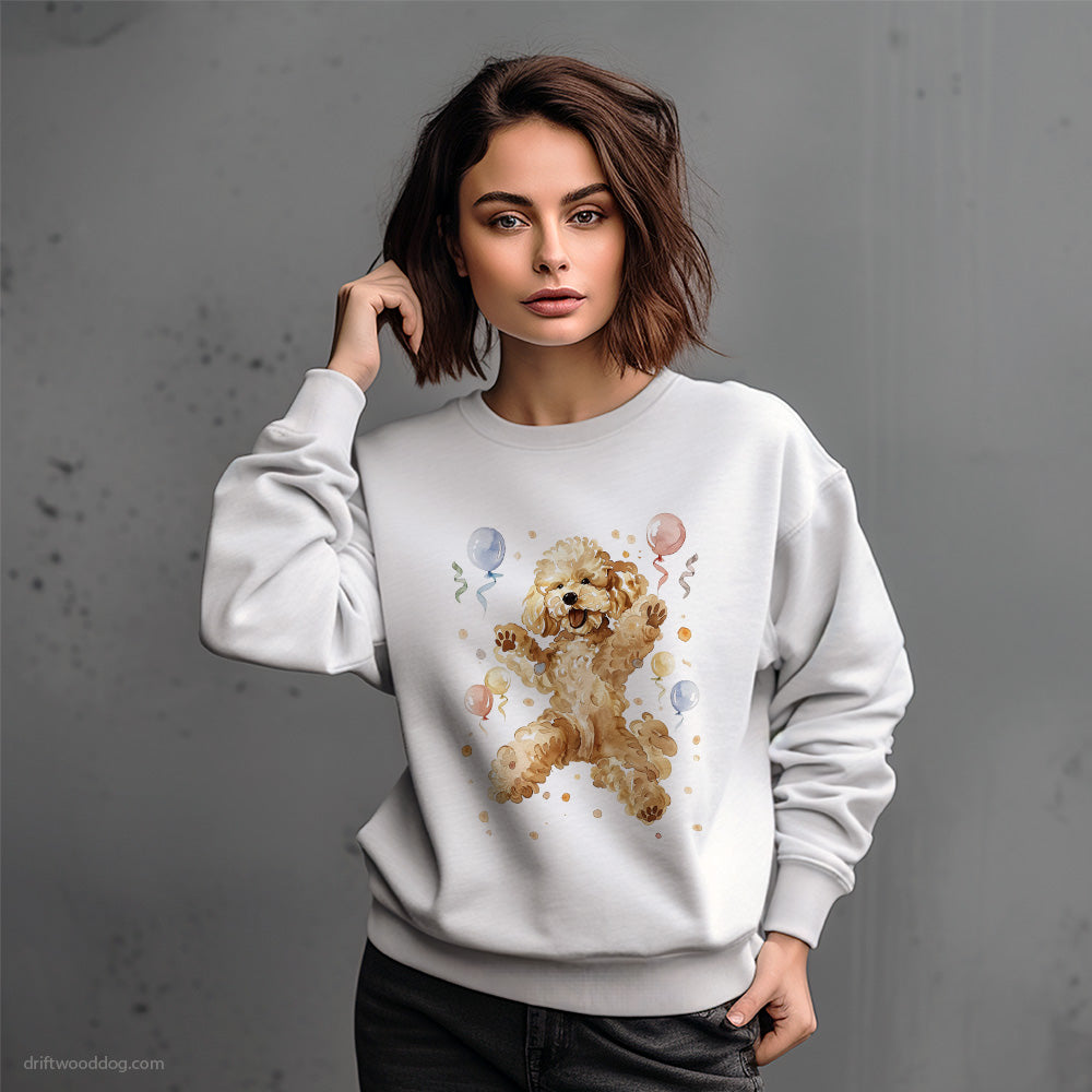 Little Poodle Jumping with Balloons Sweatshirt – Dog-Themed Gifts for Dog Lovers